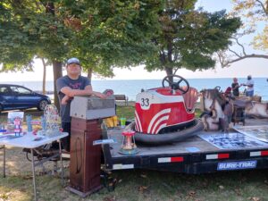 The Amusement Preservation Museum displayed several original Euclid Beach Park ride cars and other memorabilia from their collection. APM owner Troy Parsh also designs and sells 3D printed models of the Euclid Beach Park Arch and other historical amusement park landmarks. (Photo by Julie Smith)