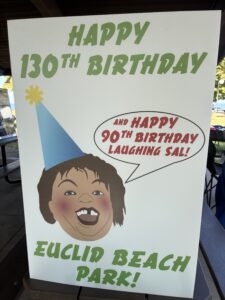 I illustrated a giant greeting card for guests and participants to sign in celebration of the 130th anniversary of Euclid Beach Park's opening and the 90th birthday of Laughing Sal!