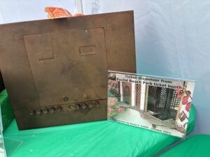 A Euclid Beach Park ticket dispenser was among the larger items in my display this year. This was originally mounted in the counter of a ticket booth.