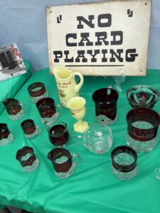 My display once again included a space set aside for my collection of souvenir glassware from the very earliest years of Euclid Beach Park's history.