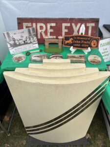 The largest piece in my display was an original bandstand podium used by Vic Stuart's orchestra in the 1940s and 1950s at the Euclid Beach Park Dance Pavilion. Some of the other items displayed on top are also from the Dance Pavilion!