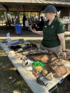 A Cleveland Metroparks Naturalist set up a table to share wildlife facts and other information.