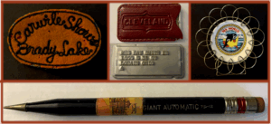 4 photos merged together: Vintage souvenirs from Brady Lake, Sea World, and Euclid Beach, plus a Charga-plate from Cleveland's vintage department stores